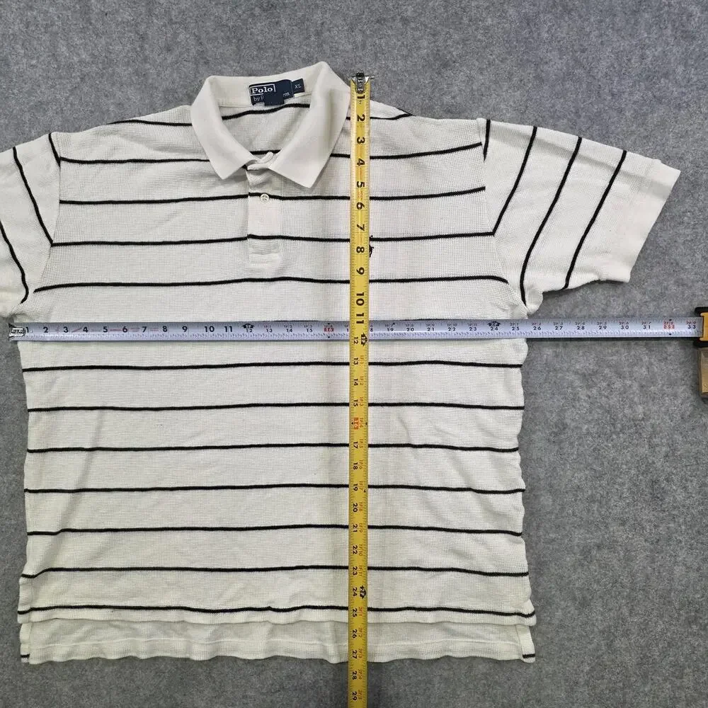 Polo Ralph Lauren T Shirt Mens XL White Striped Cotton Short Sleeve Pony‎ Logo